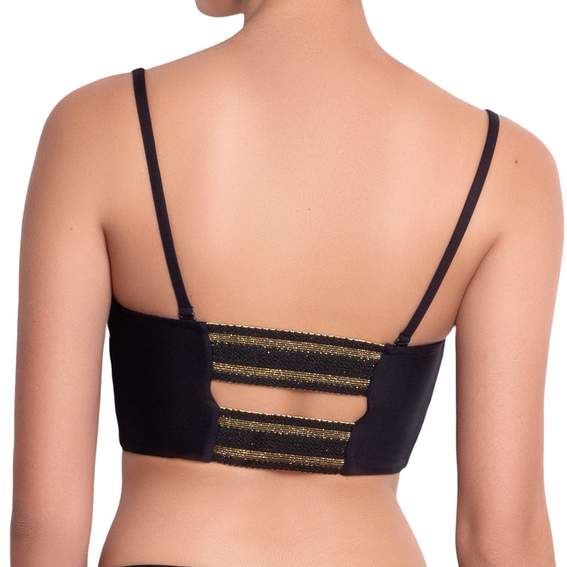 LÉA balconette bra, black bikini top by ALMA swimwear – back view 