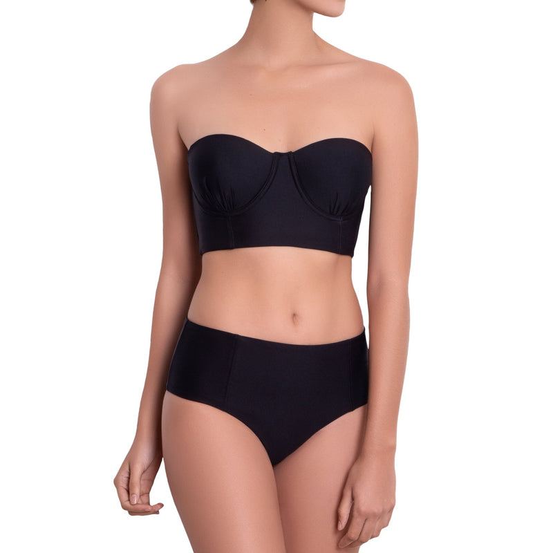 LÉA balconette bra, black bikini top by ALMA swimwear – front view 4