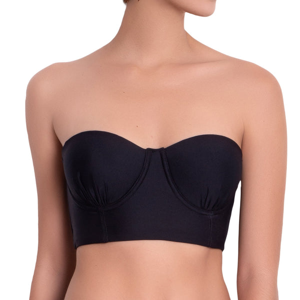 LÉA balconette bra, black bikini top  by ALMA swimwear – front view 2