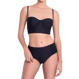LÉA balconette bra, black bikini top  by ALMA swimwear – front view 1
