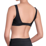 LÉA v-neck bra, black bikini top  by ALMA swimwear – back view 