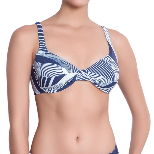 SOPHIE underwired bra, printed bikini top by ALMA swimwear – front view 2