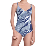 SOPHIE underwired tankini, printed top by ALMA swimwear – front view 1